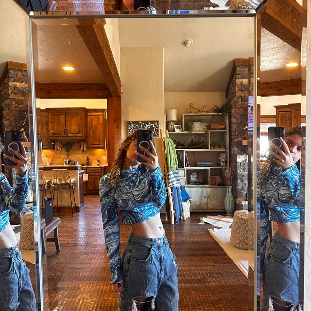 Swirl Blue Crop Top
